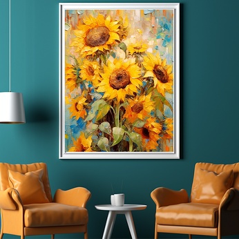 Vintage Sunflower Oil Painting Living Room Decorative Painting