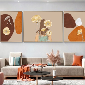 Hand painted file of minimalist girl and flower art - OP24065654