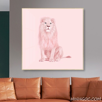 Hand-drawn pink lion painting file - DV0003