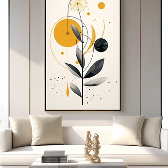 Leaf Geometric Abstract Flat Style Decorative Painting