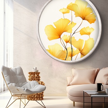 Elegant Ginkgo Leaf Autumn Interior Living Room Decorative Painting