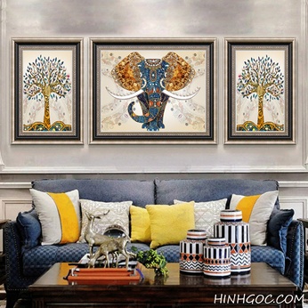 Elephant paintings and abstract flowers - DV0006