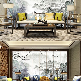 Chinese Danya Landscape Painting Background Wall