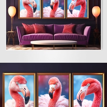 Dreamy Fashion Flamingo Animal ins Wind Combination Decorative Painting