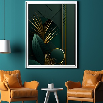 Modern Green Gold Leaf Decorative Painting