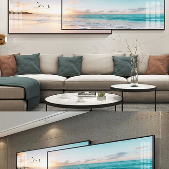 Blue Sea View Living Room Decorative Painting