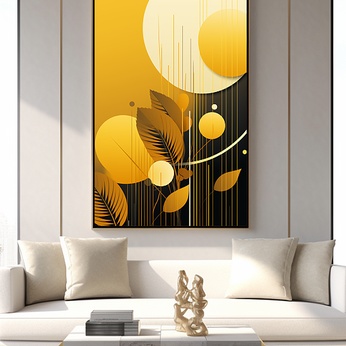 Contemporary decorative paintings in black gold geometric combinations