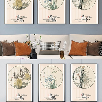 Chinese stroke painting Meilan bamboo chrysanthemum decorative painting