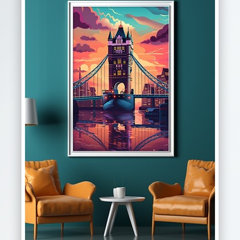 London Bridge Flat Wind Foreign City Landmarks Decorative Painting