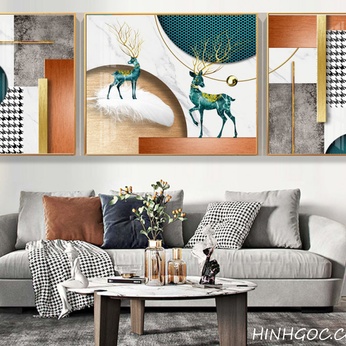 Abstract Geometric Art File of Deer and Prosperity - HQ-005