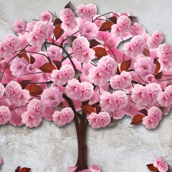 File of fake rose tree wall background picture - DT022