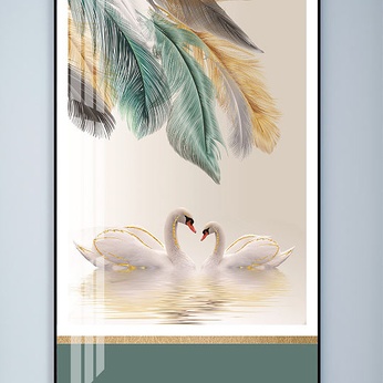 Swan Golden Feather Porcelain Painting Entrance