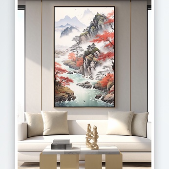 Simple Chinese Style Hongyun Dangdou Landscape Painting Decorative Painting