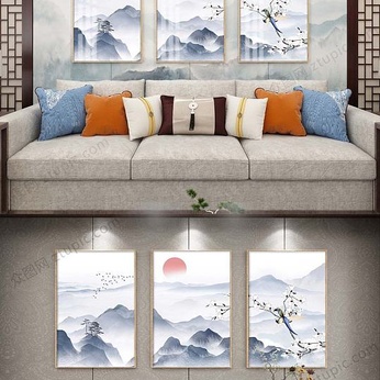 Chinese Simple Landscape Decorative Painting Atmospheric Mountains and Rivers