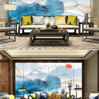 Innovative Chinese Abstract Ink Landscape Background Wall