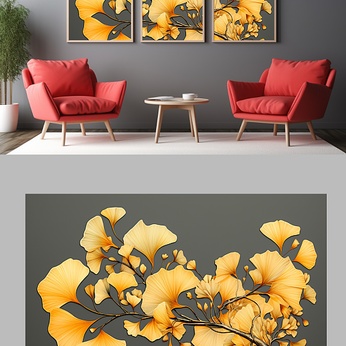 Indoor elegant ginkgo leaf decorative painting