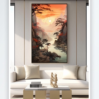 Hongyun's Chinese-style Red Landscape Painting Decorative Painting