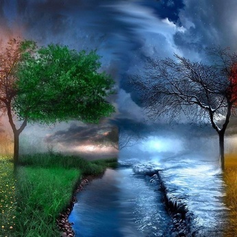 4-season landscape wall background painting file - DT0003