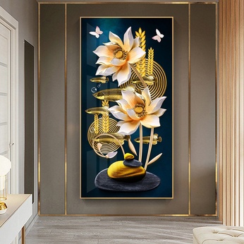 Modern arowana lotus painting file - S014