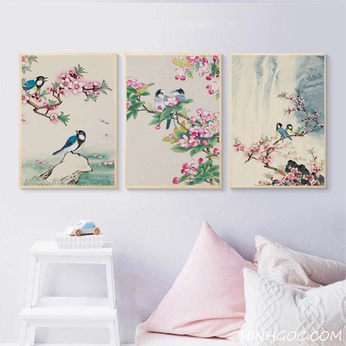 Double flower and bird painting file for bedroom decoration - OP16864086