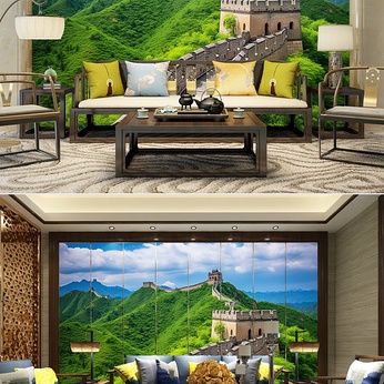 Blue Sky Green Grass Spring Great Wall Landscape Decorative Painting TV Background Wall