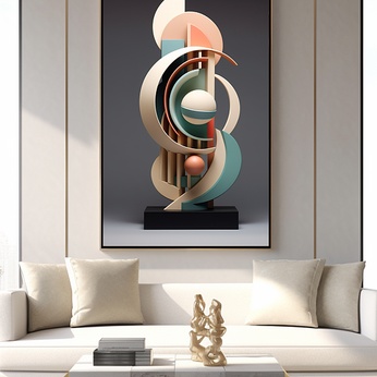 Multicolor three-dimensional geometric interior decorative painting