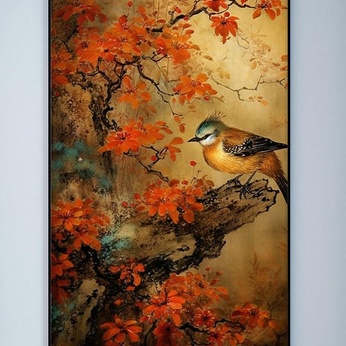 Magpie Red Floral Pencil Chinese Floral Decorative Painting