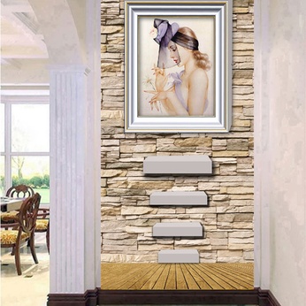 File of portrait frame wall paintings on a stacked stone background - CD022