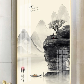 Ink-style Zen landscape entrance decorative painting