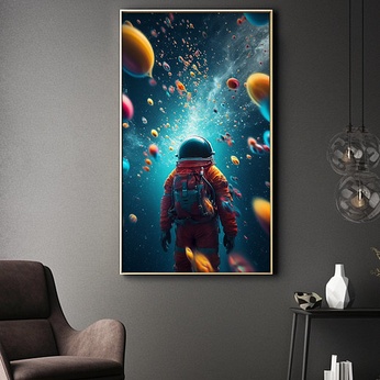 Dreamy Cosmic Astronaut Illustration Decorative Painting