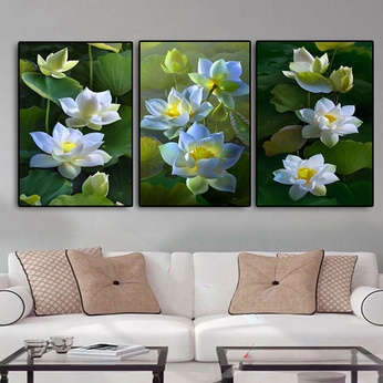 Triple White Lotus Painting Set File - S028