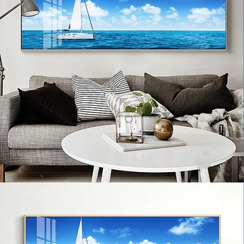 Blue sky, white clouds, sea view, bedside decorative painting