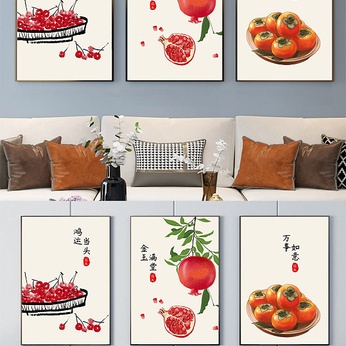 Chinese style ink fruits decorative painting