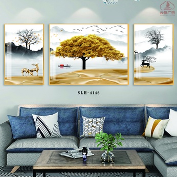 File of a set of 3 modern style collage paintings - SLH-4146