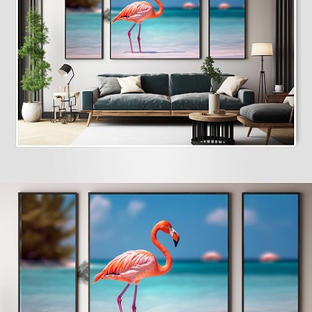 Beach fashion flamingo animal ins wind combination decorative painting