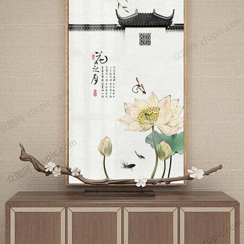 New Chinese Hand Painted Lotus Flower Decorative Painting