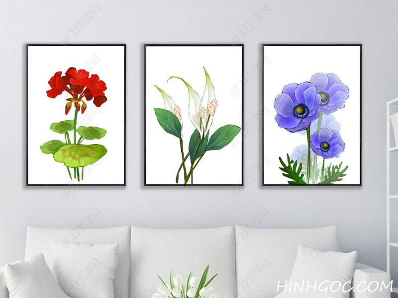 Picture file set of 3 Nordic trees and flowers - HG300