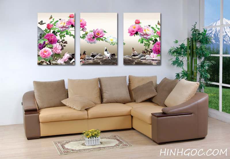 Painting file set of 3 peony paintings - FR313