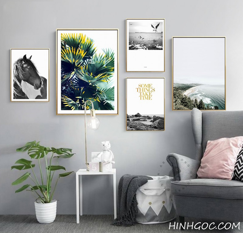 File of 5 paintings combined with nature - HG5002