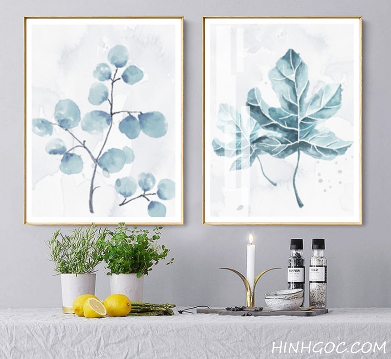 File set of 3 watercolor leaf paintings - HG325