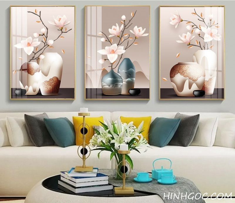 Picture file set of 3 magnolia vases - HG3005