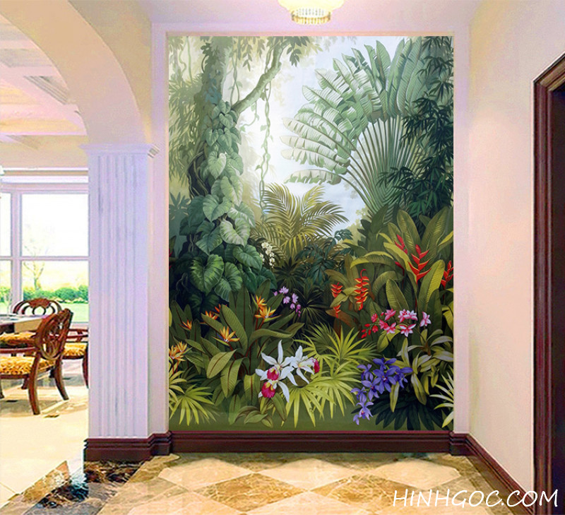 Rainforest leaf mural file - HG1018