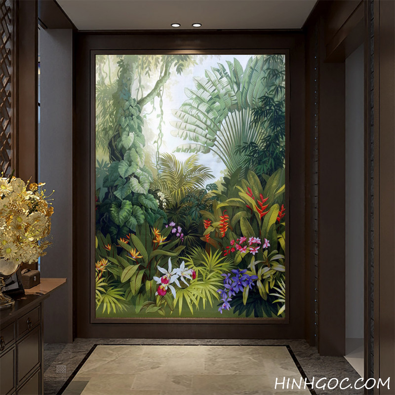 Rainforest leaf mural file - HG1018