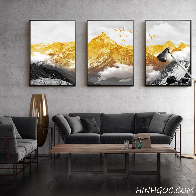 Golden Snow Mountain Modern Landscape Painting File - HG1033