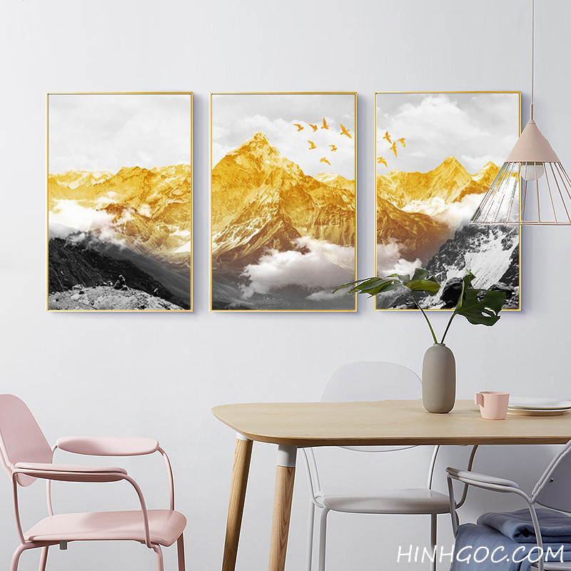 Golden Snow Mountain Modern Landscape Painting File - HG1033