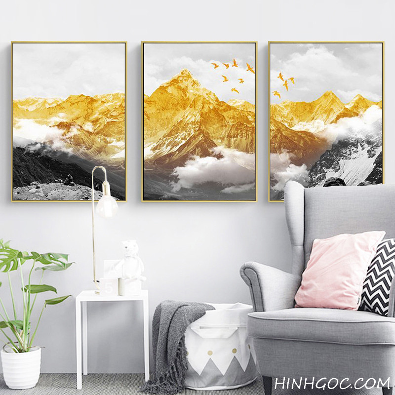 Golden Snow Mountain Modern Landscape Painting File - HG1033