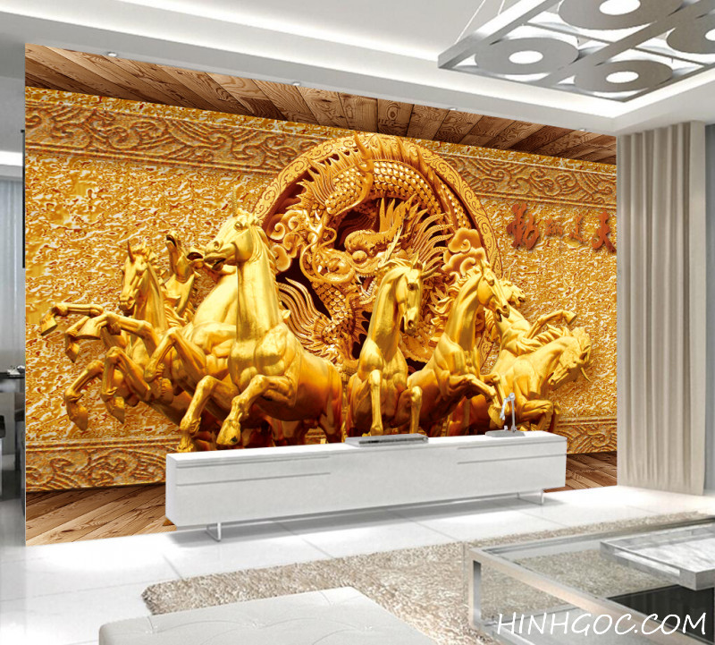 Golden dragon relief and octagon painting file - HG1034