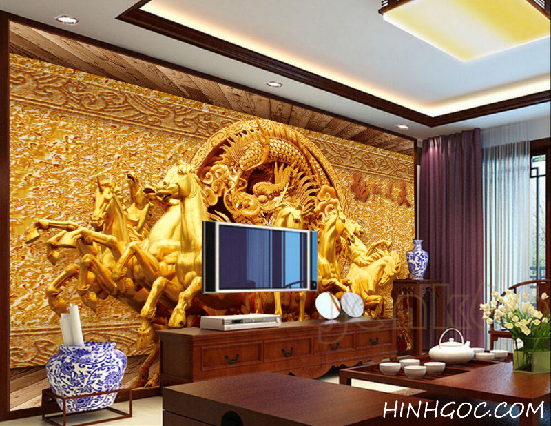 Golden dragon relief and octagon painting file - HG1034