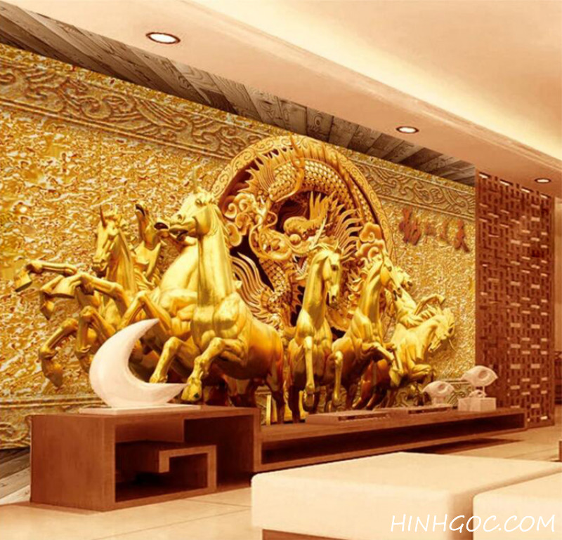 Golden dragon relief and octagon painting file - HG1034