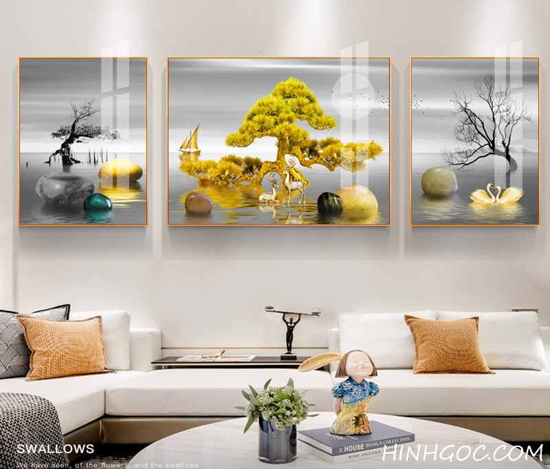 File of modern landscape paintings of deer ornamental stone - HG1050